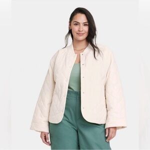 A New Day Quilted Cream Bomber Jacket